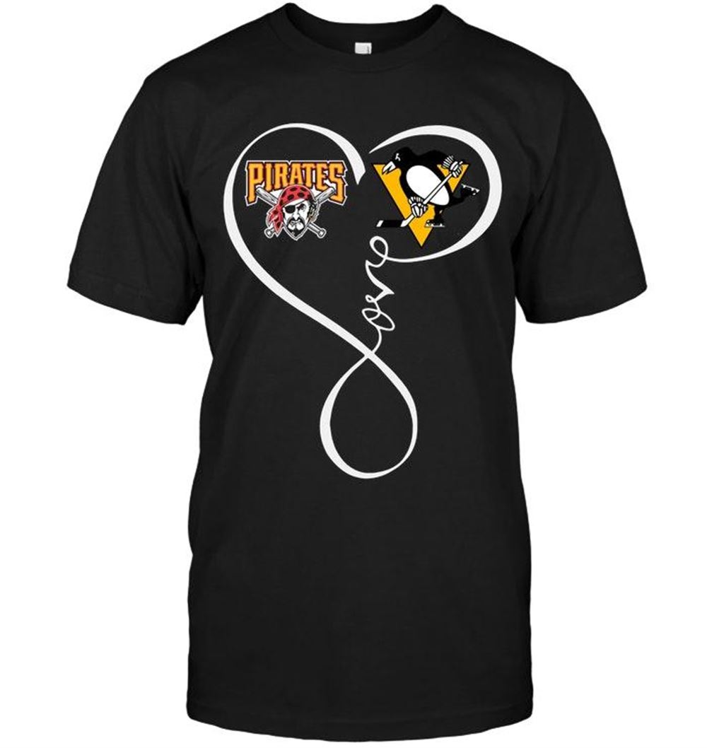 Best Mlb Pittsburgh Pirates Pittsburgh Penguins Love Heart Shirt 