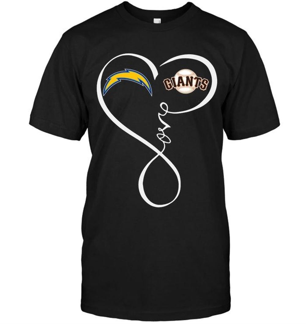 Awesome Mlb San Diego Padres Los Angeles Chargers San Francisco Giants Love Heart Shirt 