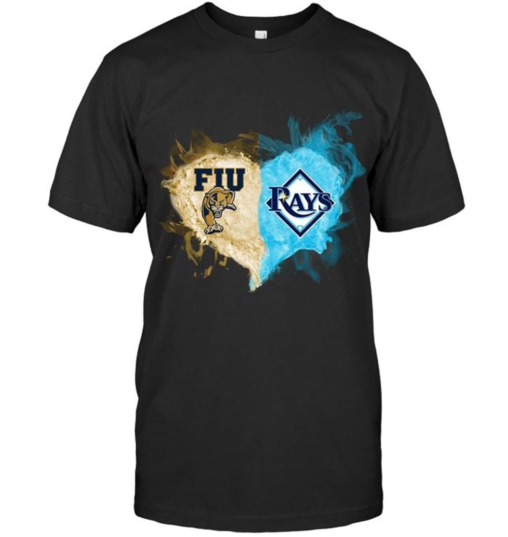 Special Mlb Tampa Bay Rays Fiu Panthers And Tampa Bay Rays Flaming Heart Fan T Shirt 