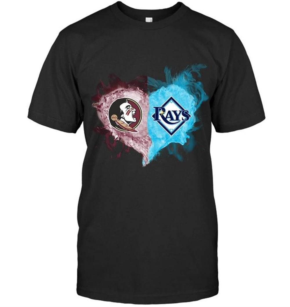 Best Mlb Tampa Bay Rays Florida State Seminoles And Tampa Bay Rays Flaming Heart Fan T Shirt 