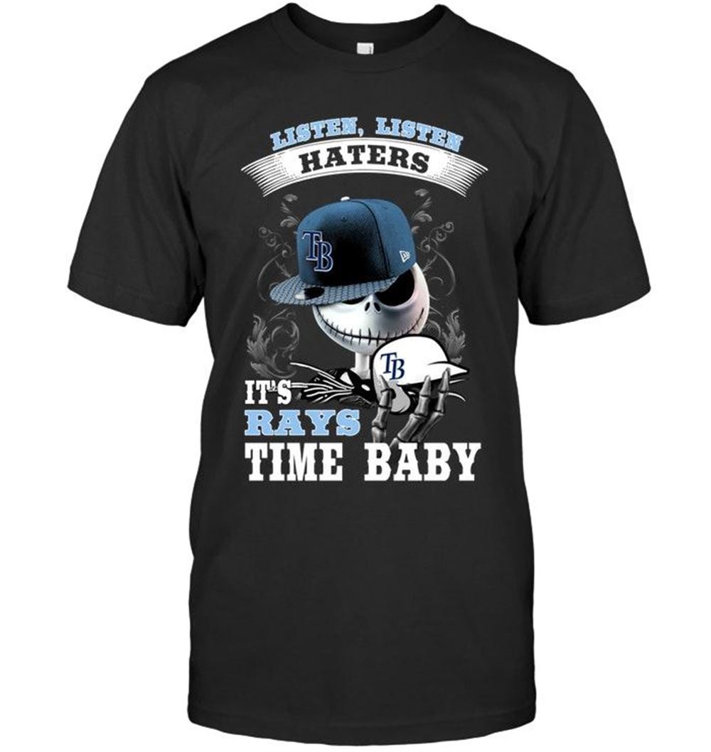 Limited Editon Mlb Tampa Bay Rays Listen Haters Its Tampa Bay Rays Time Baby Jack Skellington Halloween Shirt 