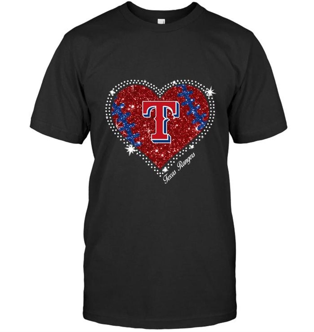Interesting Mlb Texas Rangers Heart Glitter Pattern Fan Shirt 