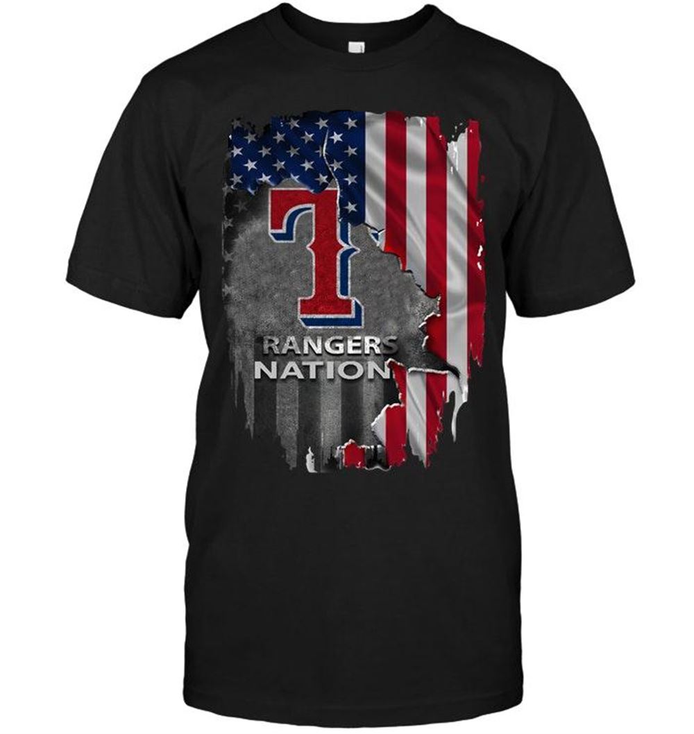 Amazing Mlb Texas Rangers Nation American Flag Ripped Shirt White 