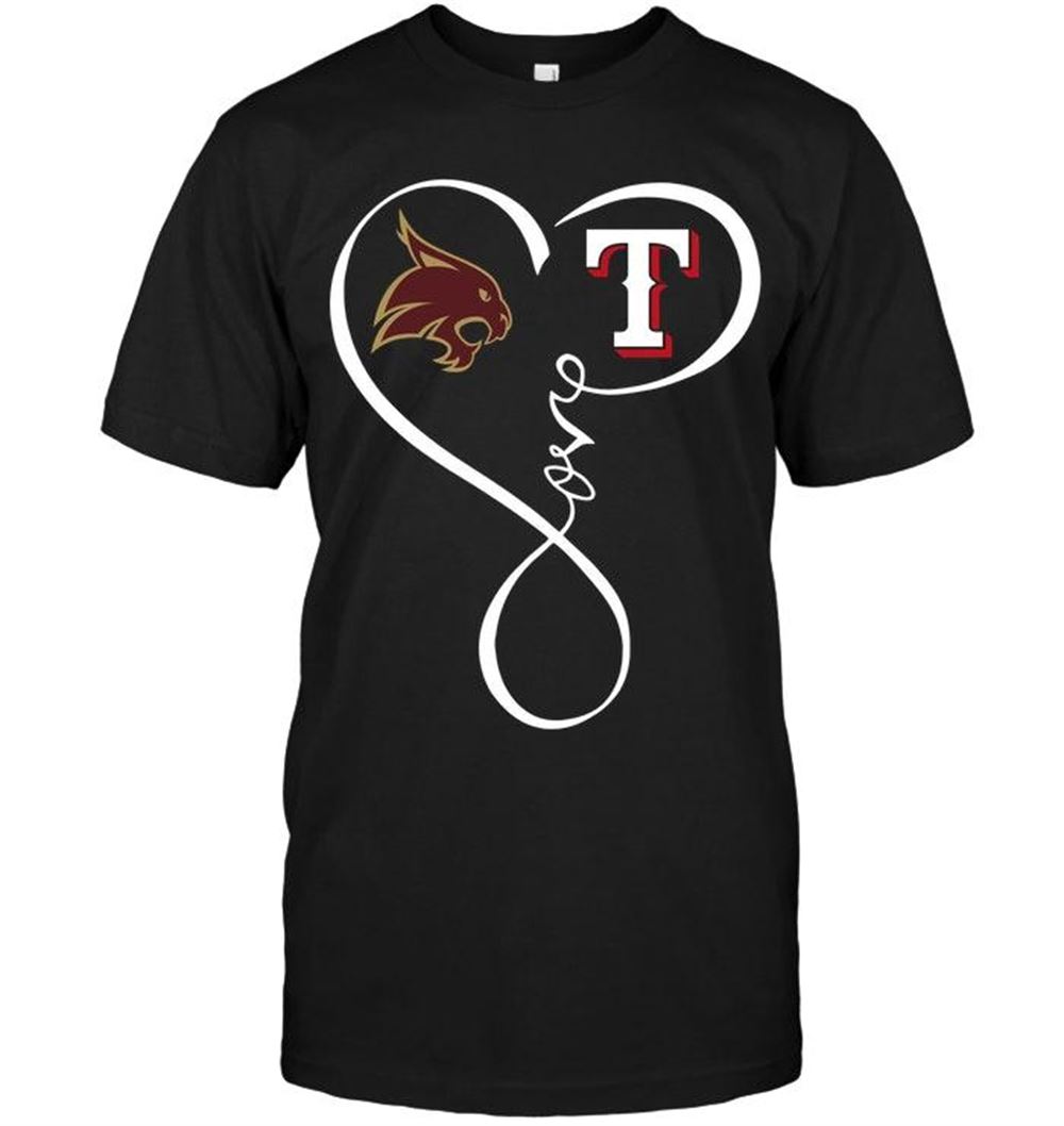 Great Mlb Texas Rangers Texas State Bobcats Texas Rangers Love Heart Shirt 