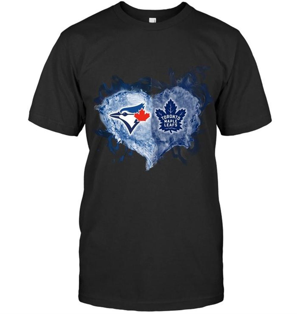 Attractive Mlb Toronto Blue Jays And Toronto Maple Leafs Flaming Heart Fan T Shirt 