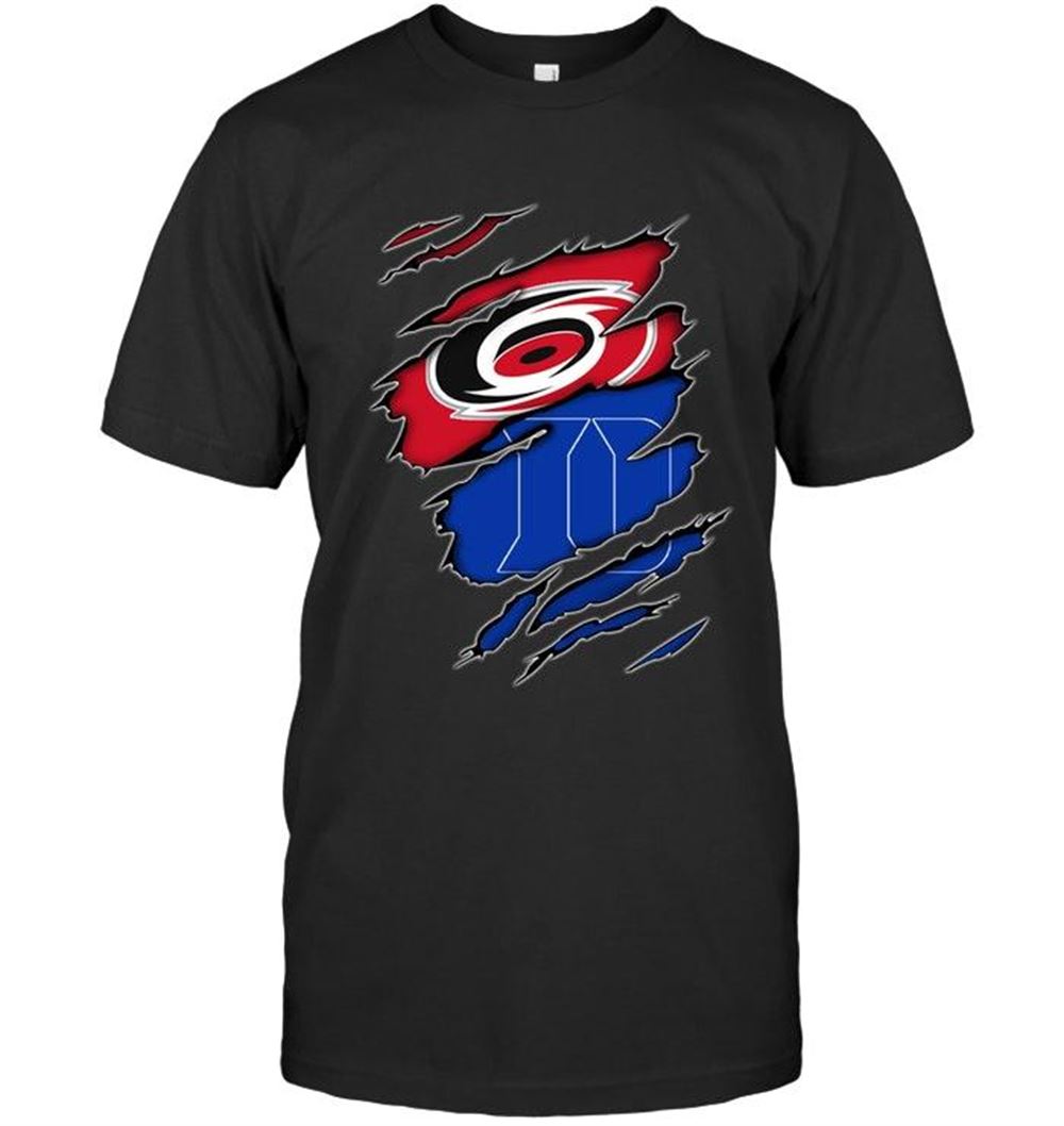 Interesting Carolina Hurricanes And Duke Blue Devils Layer Under Ripped Shirt T Shirt Hoodie Sweater Up To 5xl 