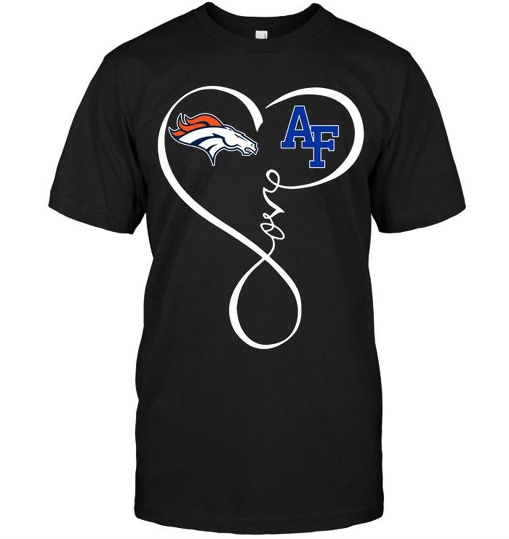Amazing Ncaa Air Force Falcons Denver Broncos Air Force Falcons Love Heart Shirt 