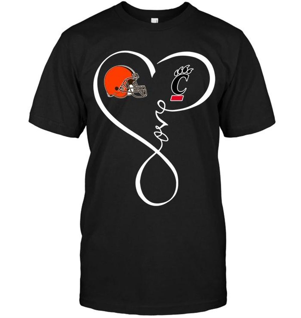 Awesome Ncaa Cincinnati Bearcats Cleveland Browns Cincinnati Bearcats Love Heart Shirt 