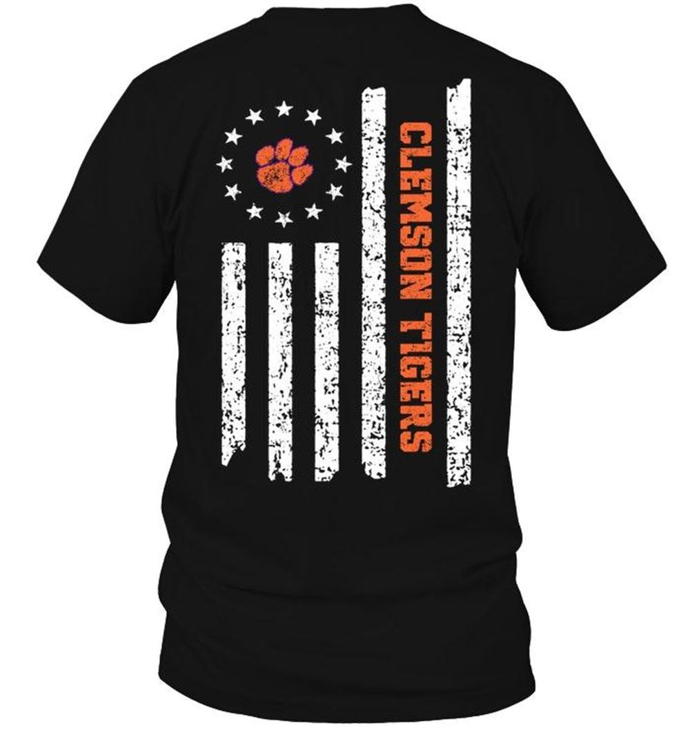 Special Ncaa Clemson Tigers Star American Flag On Back Shirt 