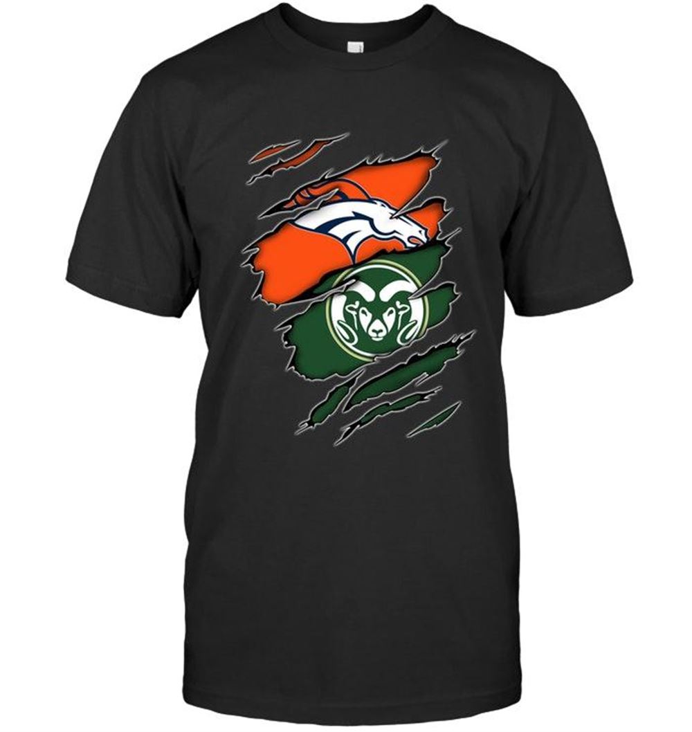 Amazing Ncaa Colorado State Rams Denver Broncos And Colorado State Rams Layer Under Ripped Shirt 