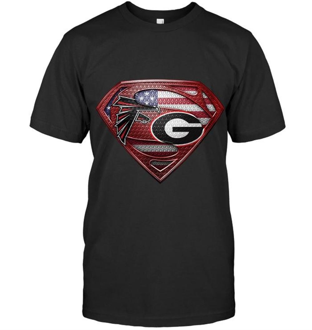 Awesome Ncaa Georgia Bulldogs Atlanta Falcons And Georgia Bulldogs Superman American Flag Layer Simpson Shirt 