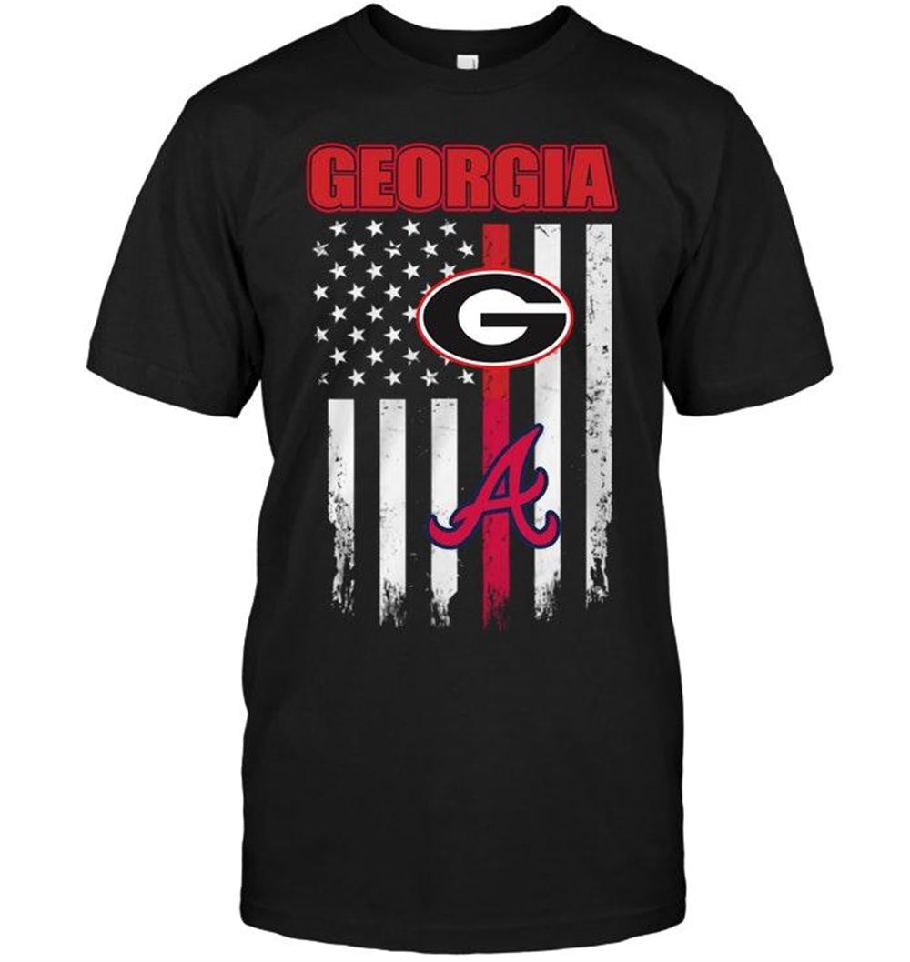 Awesome Ncaa Georgia Bulldogs Georgia Georgia Bulldogs Atlanta Braves American Flag Shirt 