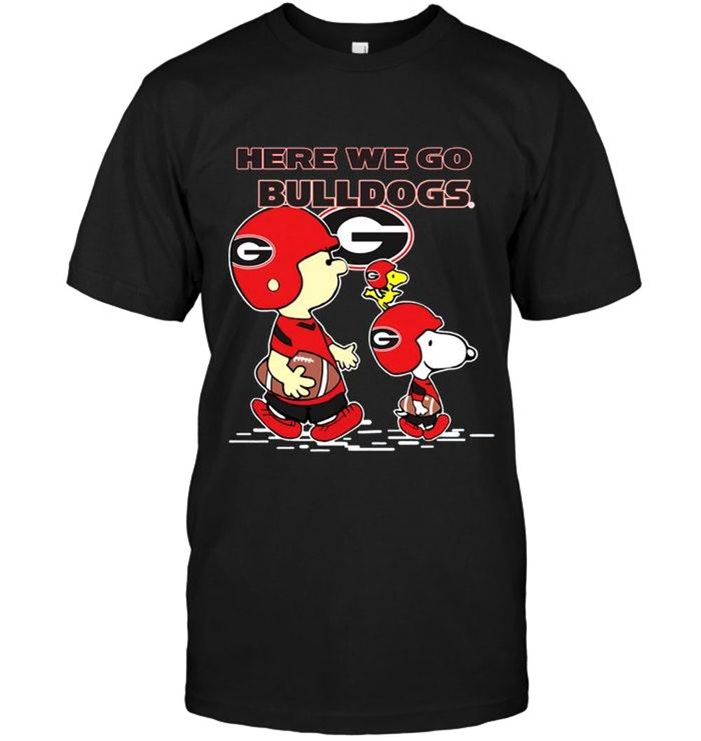 Amazing Ncaa Georgia Bulldogs Here We Go Georgia Bulldogs Snoopy Shirt 