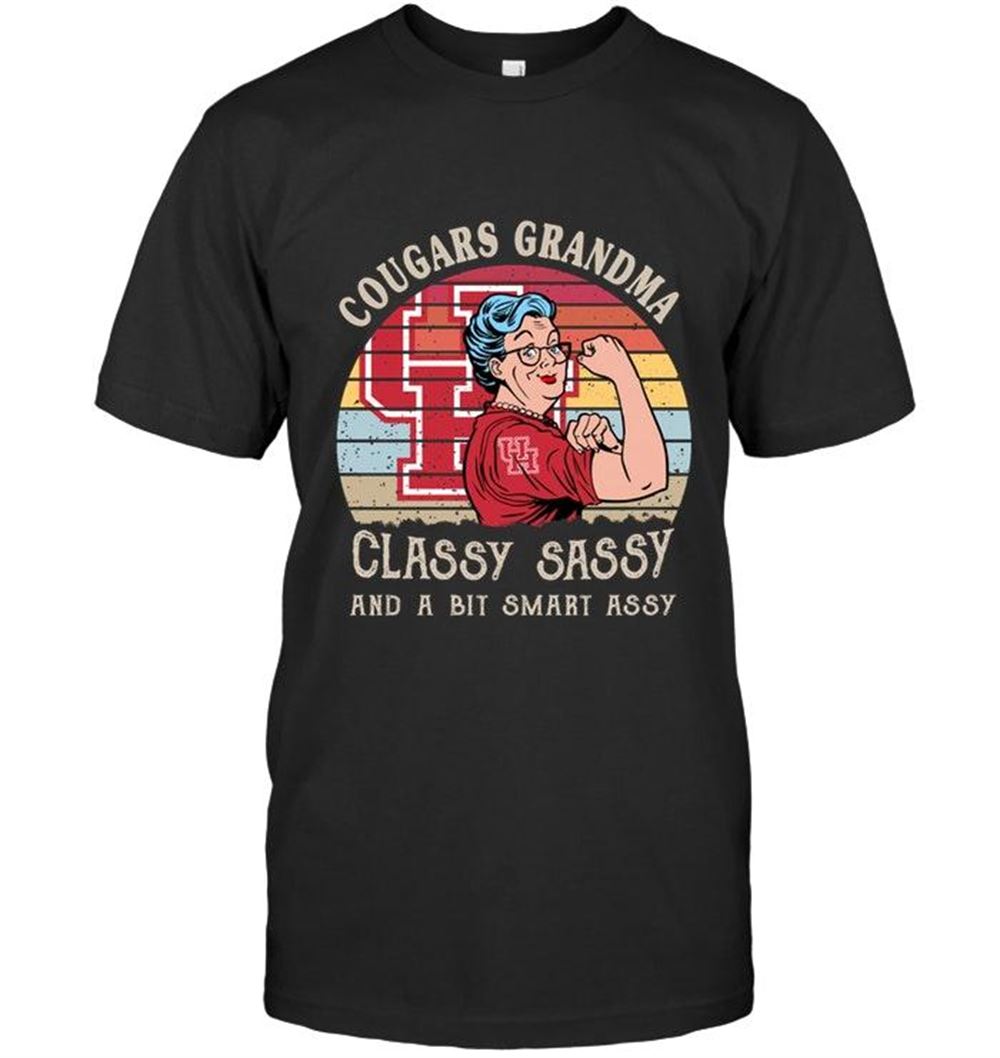 Amazing Ncaa Houston Cougars Strong Grandma Classy Sassy And A Bit Smart Asy Retro Art T Shirt 