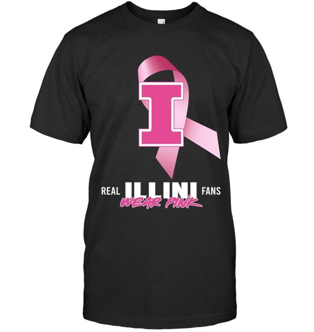 High Quality Ncaa Illinois Fighting Illini Real Fans Wear Pink Br East Cancer Support Shirt 