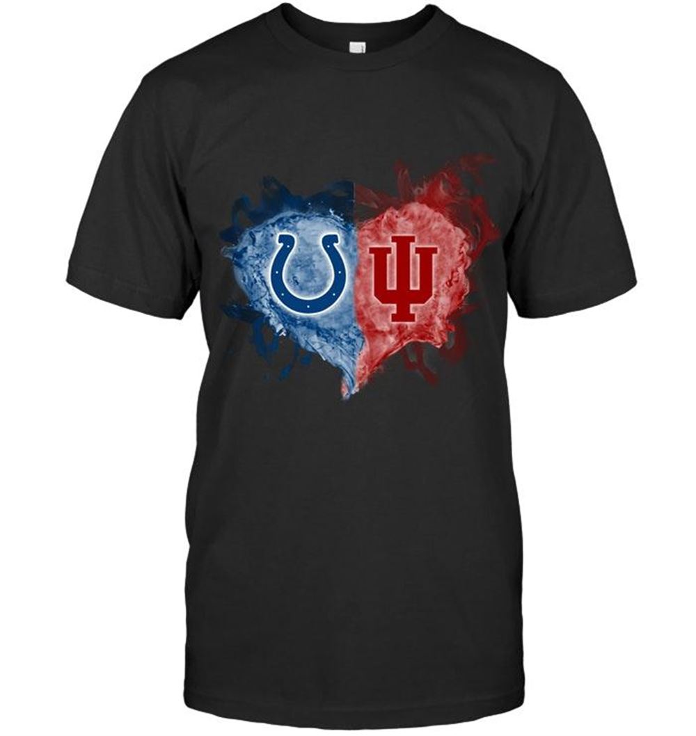 Limited Editon Ncaa Indiana Hoosiers Indianapolis Colts And Indiana Hoosiers Flaming Heart Fan T Shirt 
