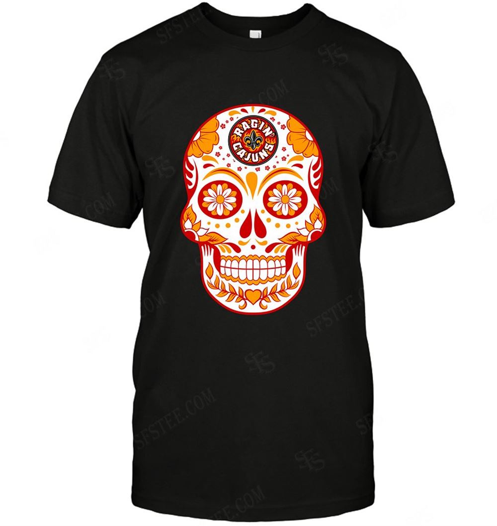 Awesome Ncaa Louisiana Lafayette Ragin Cajuns Skull Rock With Flower 