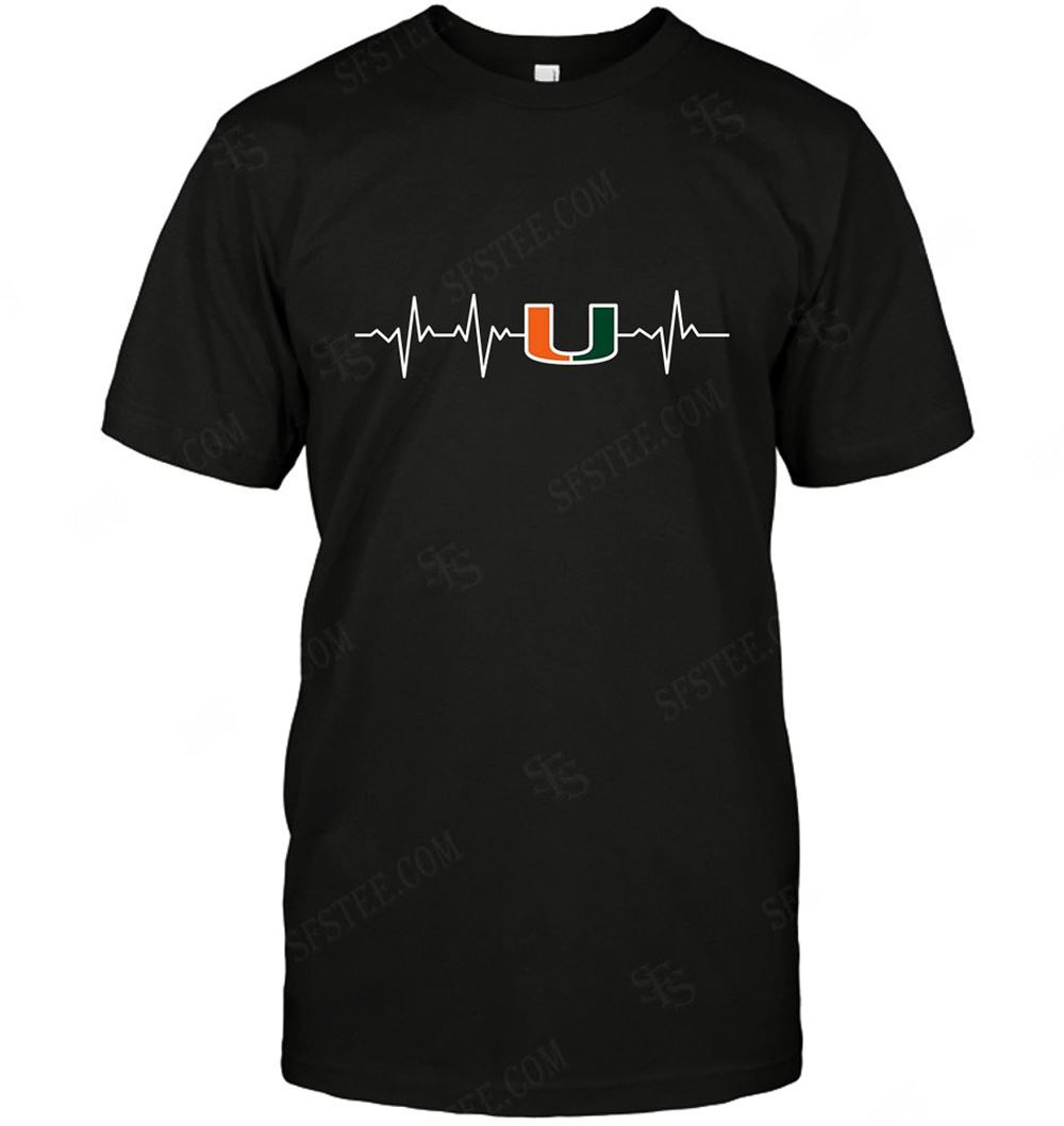Awesome Ncaa Miami Hurricanes Heartbeat With Logo 