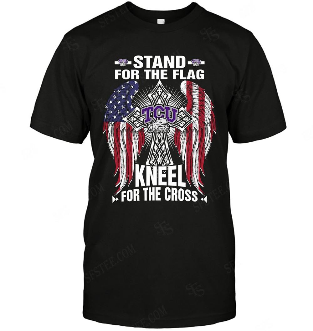 Limited Editon Ncaa Tcu Horned Frogs Stand For The Flag Knee For The Cross 