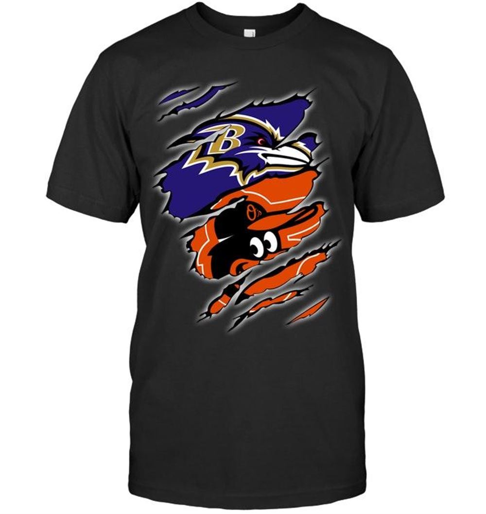 Amazing Nfl Baltimore Ravens And Baltimore Orioles Layer Under Ripped Shirt 