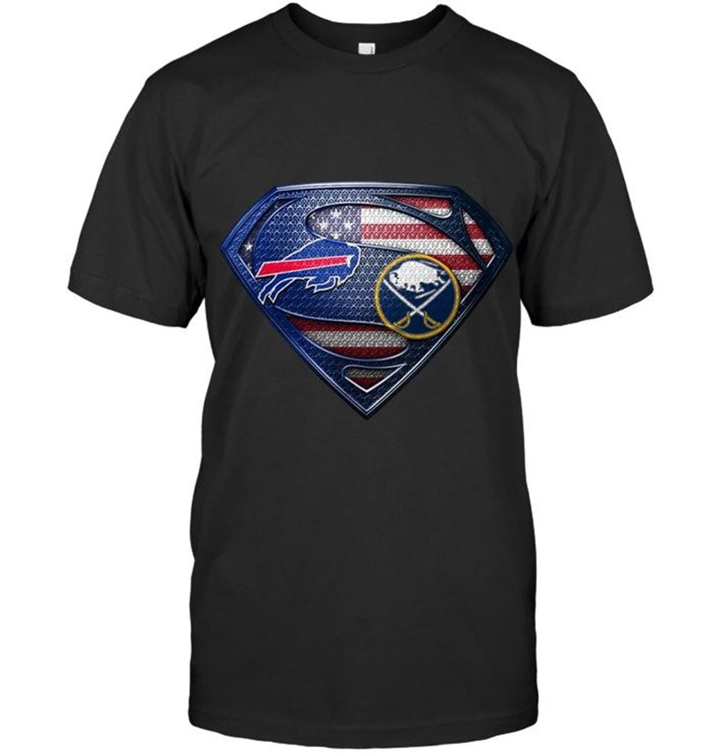 Gifts Nfl Buffalo Bills And Buffalo Sabres Superman American Flag Layer Shirt 