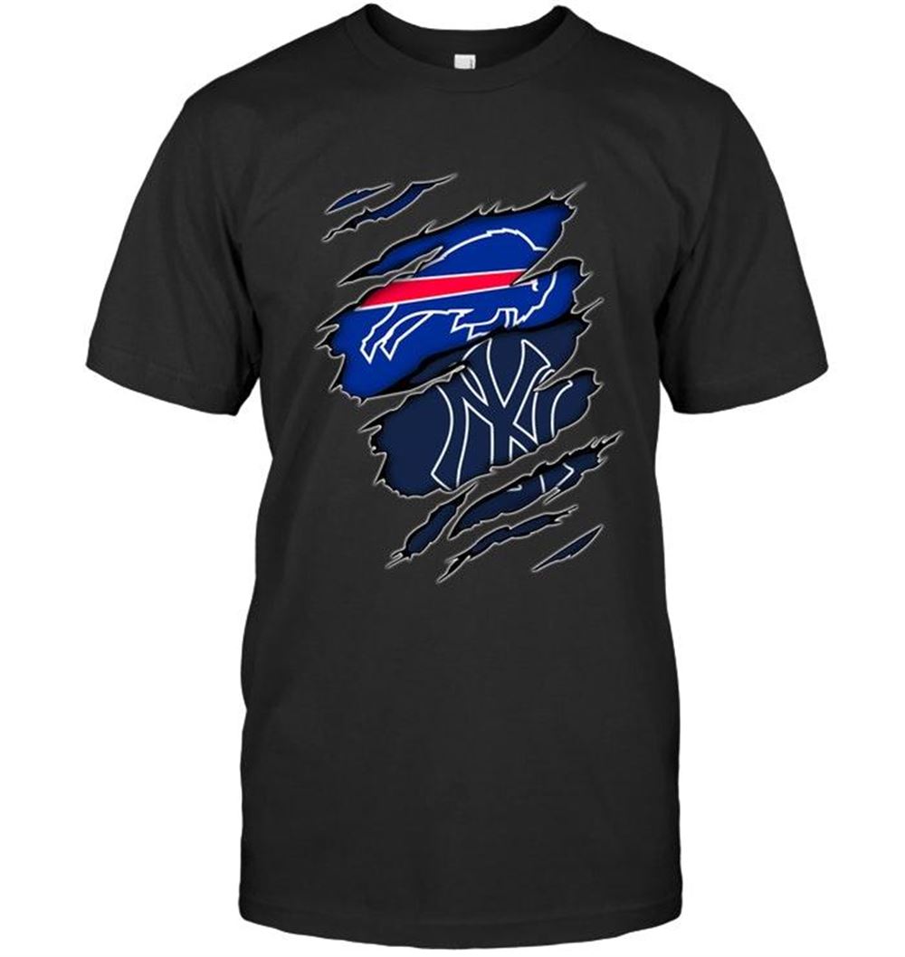 Awesome Nfl Buffalo Bills And New York Yankees Layer Under Ripped Shirt 