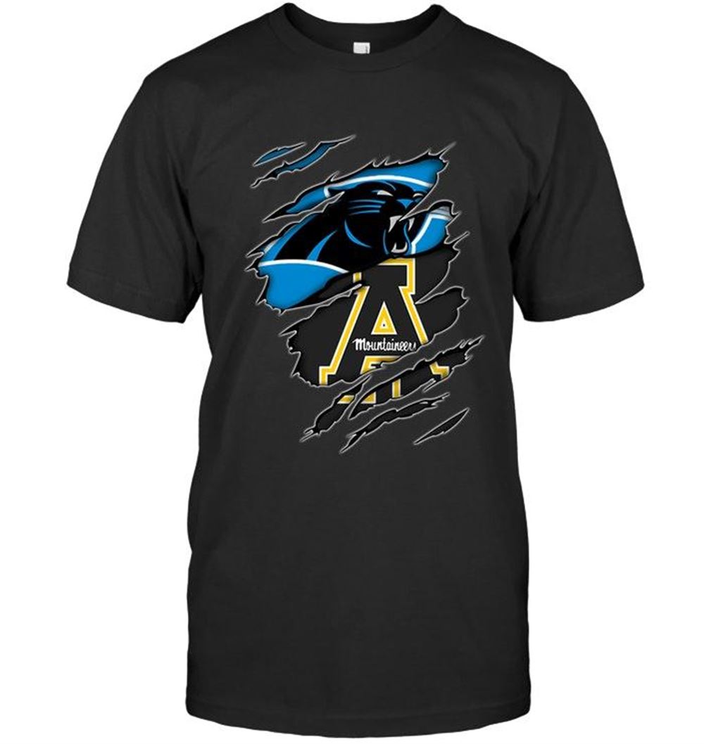 Amazing Nfl Carolina Panthers And Appalachian State Mountaineers Layer Under Ripped Shirt 