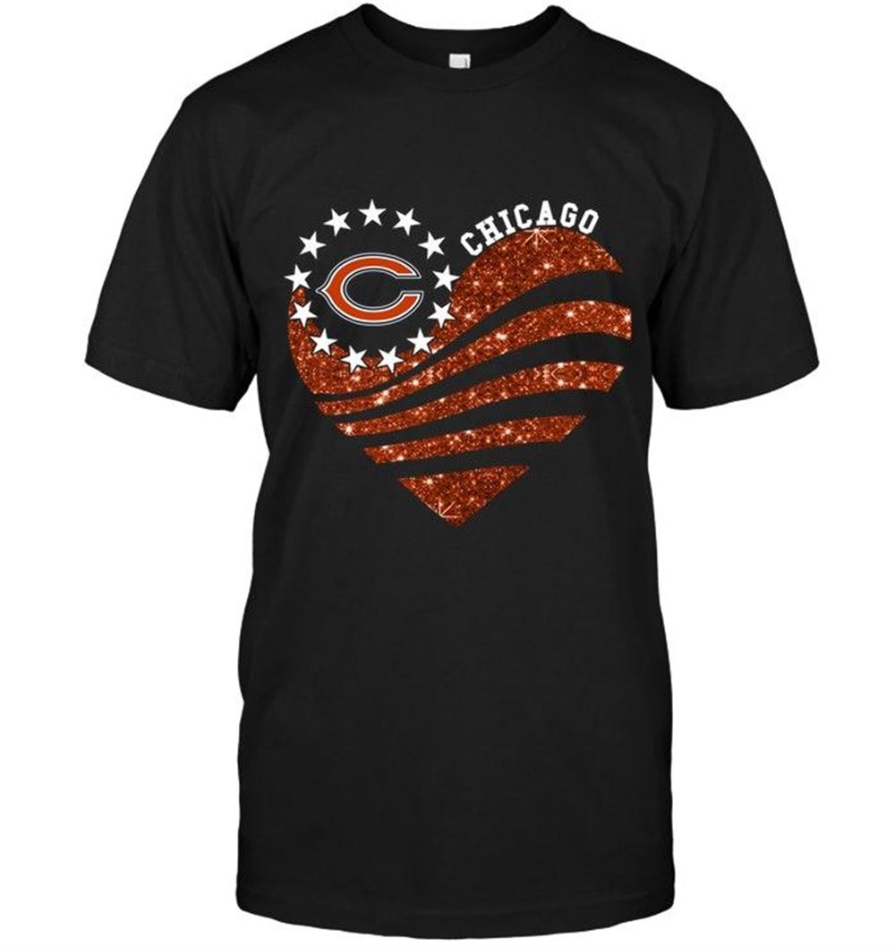 Best Nfl Chicago Bears Glitter Heart Shirt 