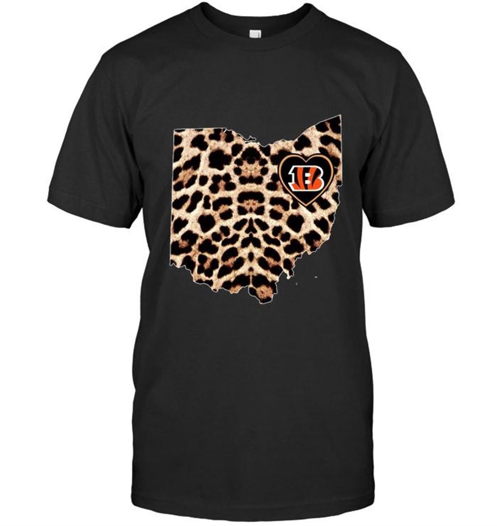 Limited Editon Nfl Cincinnati Bengals Leopard State Map Love Shirt 