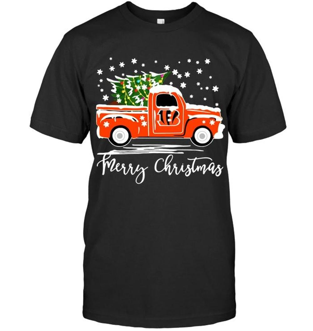 Interesting Nfl Cincinnati Bengals Merry Christmas Christmas Tree Truck T Shirt 