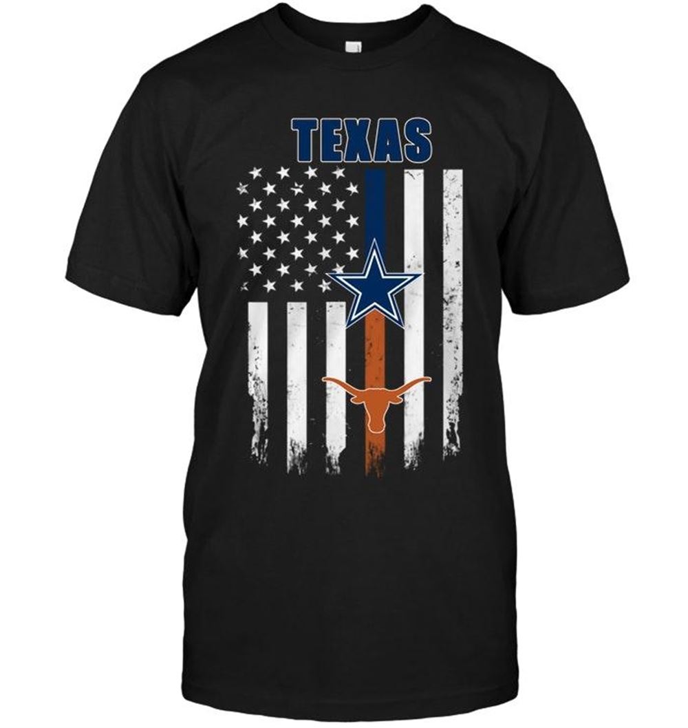 High Quality Nfl Dallas Cowboys Texas Dallas Cowboys Texas Longhorns American Flag Shirt White 