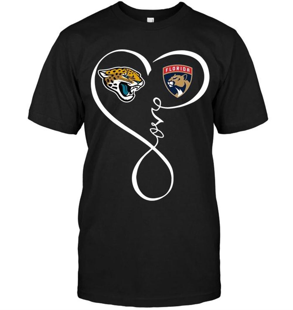 Great Nfl Jacksonville Jaguars Florida Panthers Love Heart Shirt 