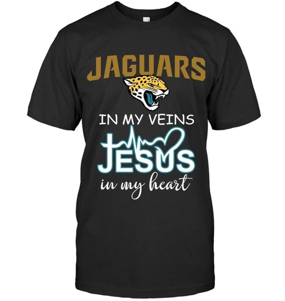 Great Nfl Jacksonville Jaguars In My Veins Jesus In My Heart Shirt 