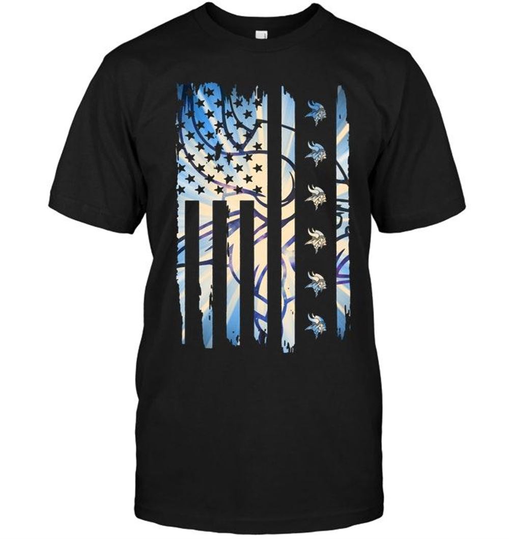 Awesome Nfl Minnesota Vikings 4th July Independence Day American Flag Shirt Black 