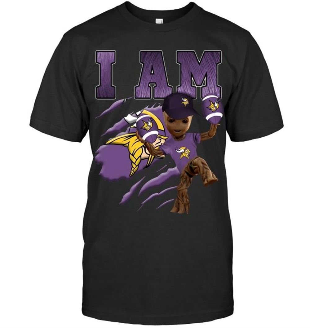 Best Nfl Minnesota Vikings I Am Groot Loves Minnesota Vikings Fan T Shirt 