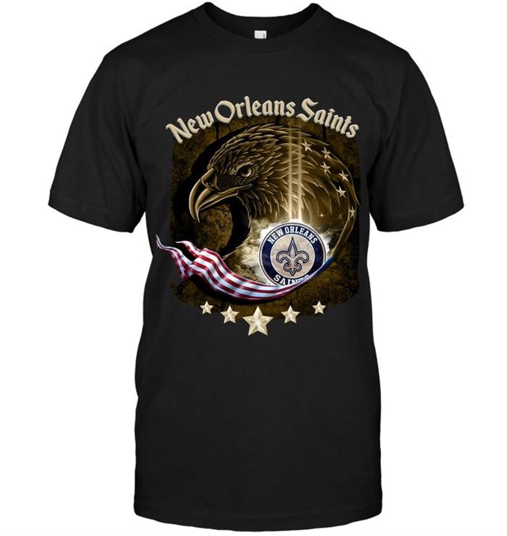 Amazing Nfl New Orleans Saints Eagle American Flag Shirt White 