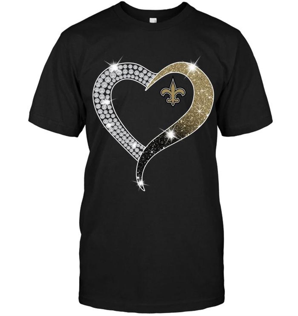 Promotions Nfl New Orleans Saints Glitter Diamond Heart Shirt White 