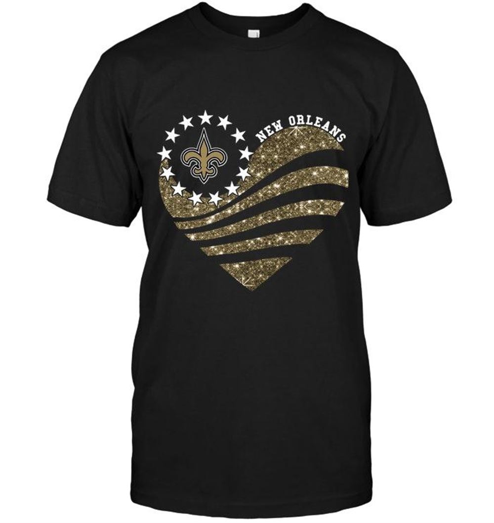 Interesting Nfl New Orleans Saints Glitter Heart Shirt White 