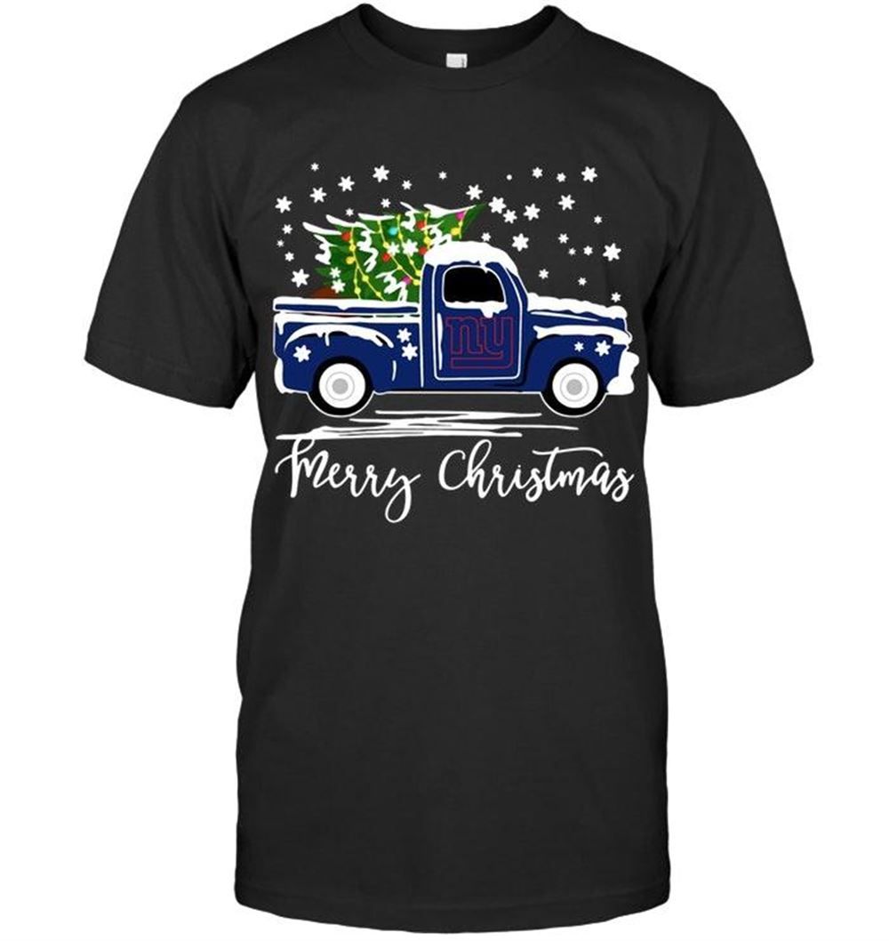 Awesome Nfl New York Giants Merry Christmas Christmas Tree Truck T Shirt 
