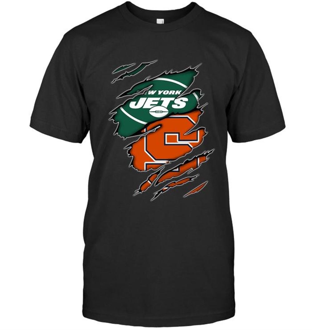 Awesome Nfl New York Jets And Syracuse Orange Layer Under Ripped Shirt 