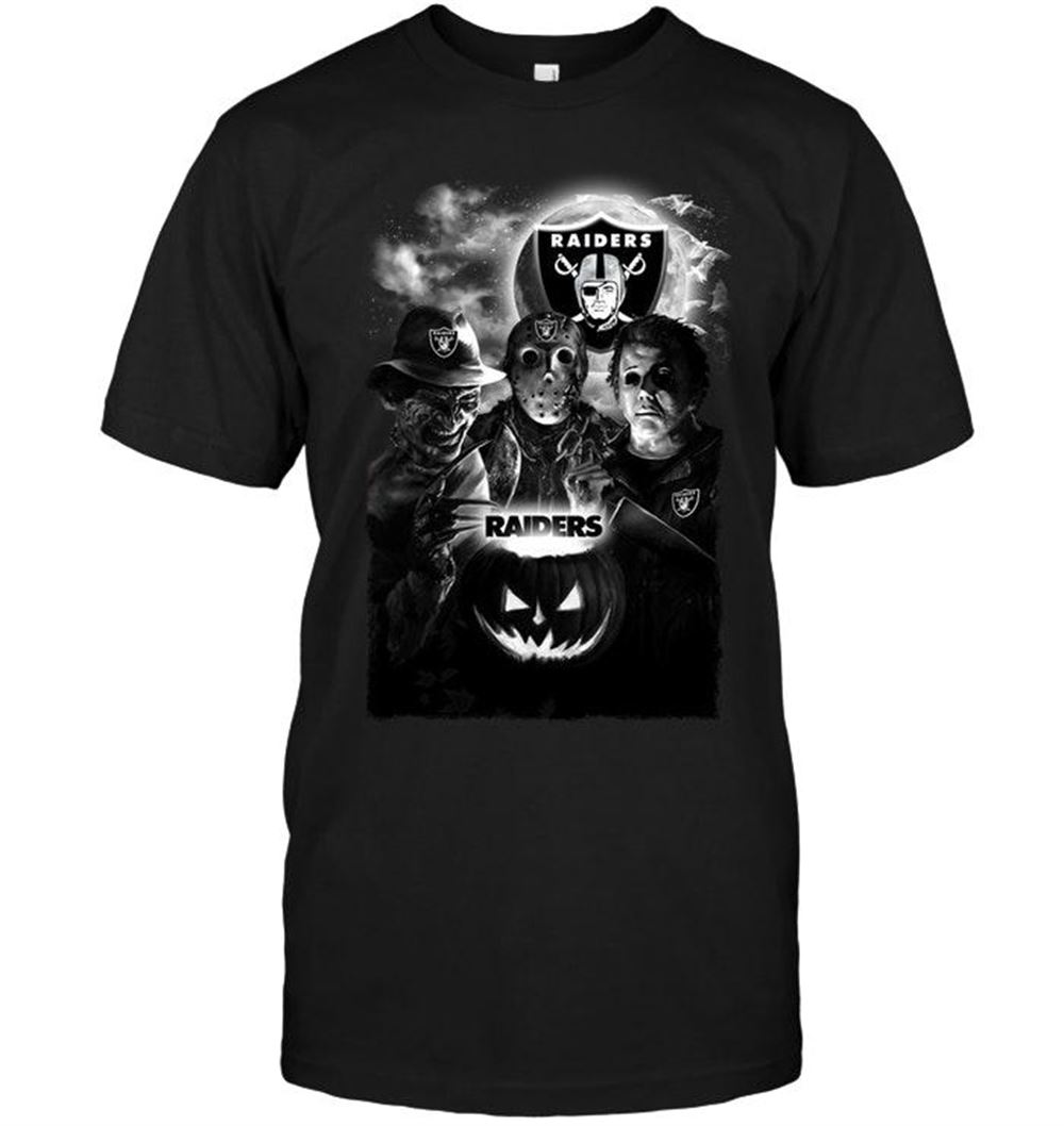 Great Nfl Oakland Raiders Halloween Freddy Krueger Jason Michael Myers Fan Shirt Black 