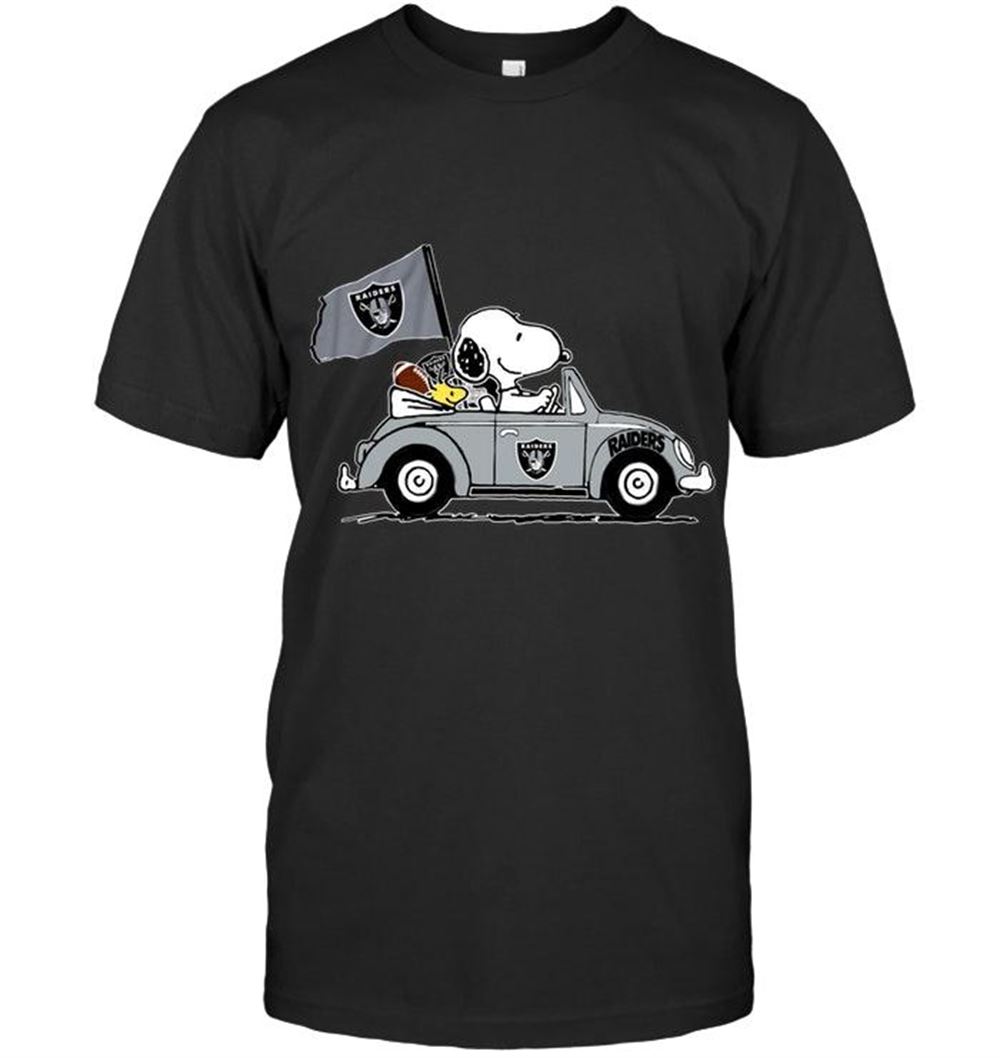 Great Nfl Oakland Raiders Snoopy Drives Oakland Raiders Beetle Car Fan T Shirt 