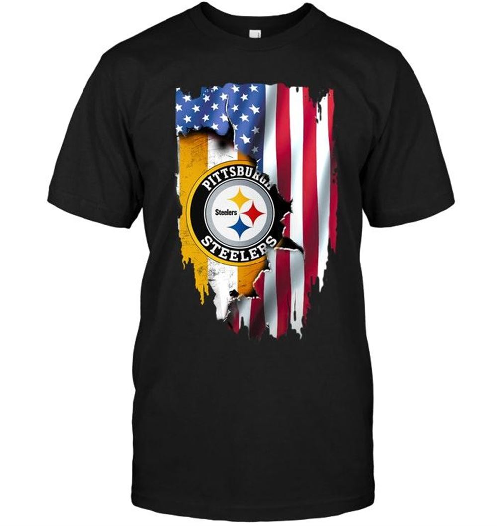 Gifts Nfl Pittsburgh Steelers Flag Ripped American Flag Shirt 