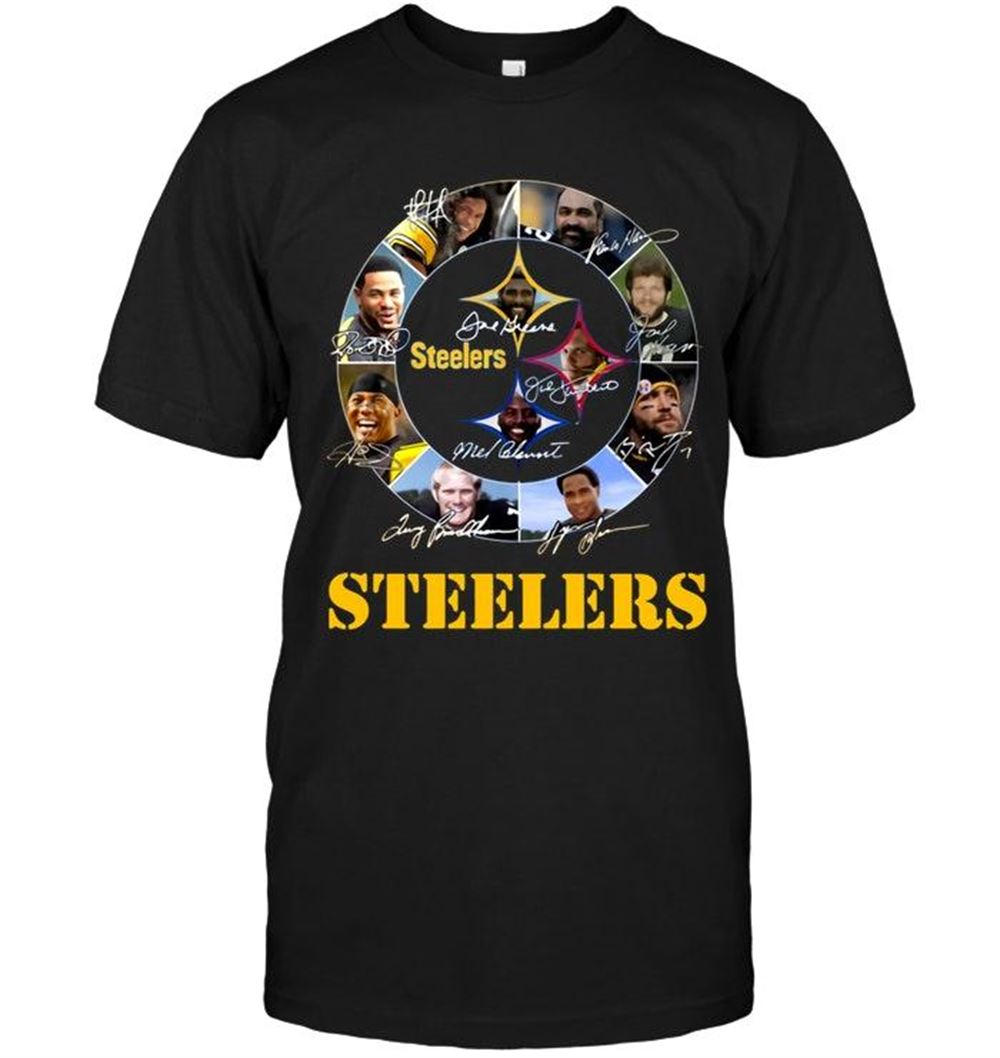 Limited Editon Nfl Pittsburgh Steelers Logo Player Names Signed Shirt Black 