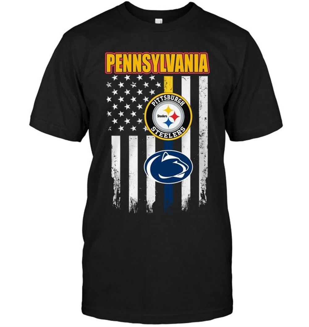 Amazing Nfl Pittsburgh Steelers Pennsylvania Pittsburgh Steelers Penn State Nittany Lions American Flag Shirt White 