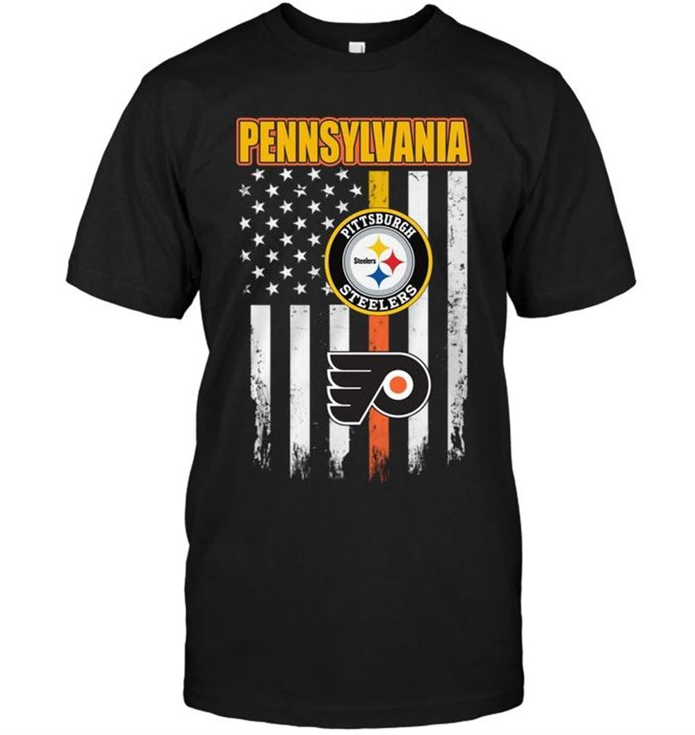 Amazing Nfl Pittsburgh Steelers Pennsylvania Pittsburgh Steelers Philadelphia Flyers American Flag Shirt 