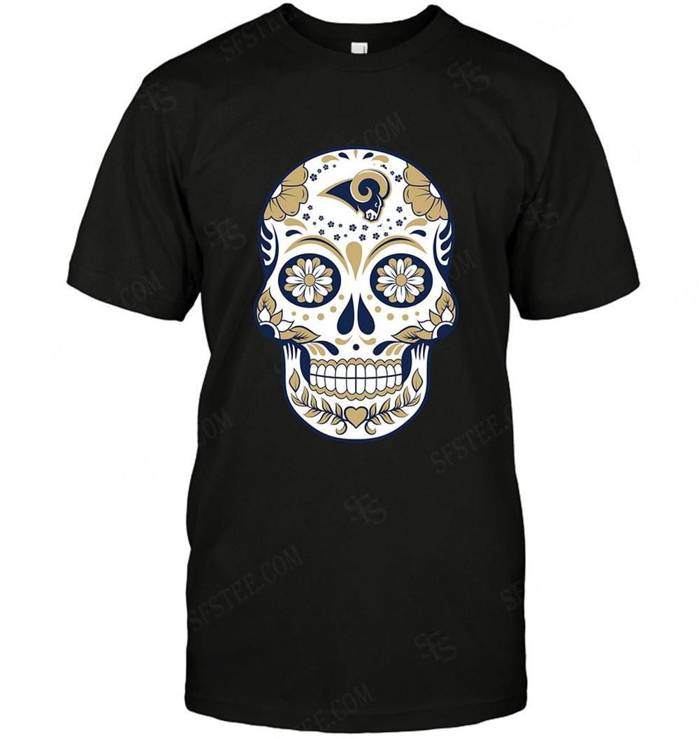 Awesome Nfl St Louis Rams Skull Rock With Flower 