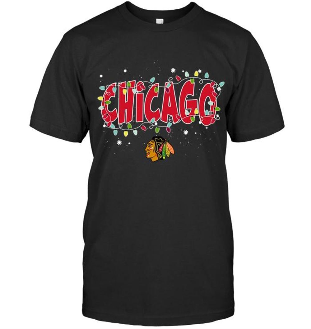 Amazing Nhl Chicago Blackhawks Christmas Fairy Lights T Shirt 