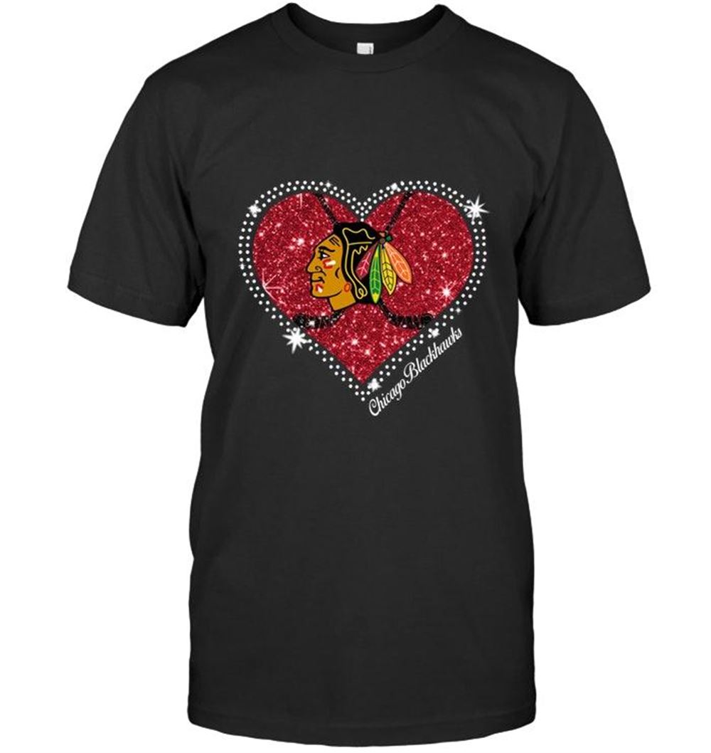 Best Nhl Chicago Blackhawks Heart Glitter Pattern Fan Shirt 