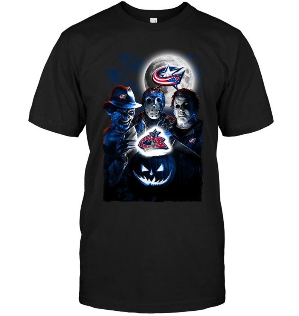 Limited Editon Nhl Columbus Blue Jackets Halloween Freddy Krueger Jason Michael Myers Fan Shirt 
